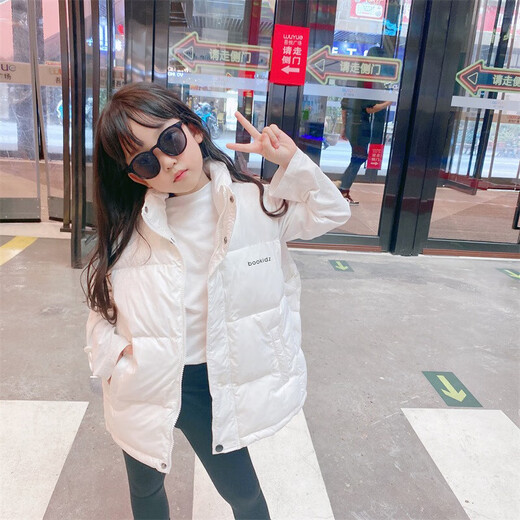 Children's vests for autumn and winter baby outer vests for older children in winter vests for boys and girls down cotton style clothes black thickened 170 suitable for height 150-160cm