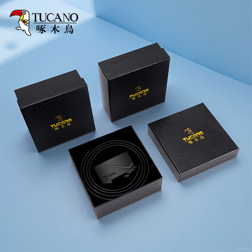 Woodpecker belt men's genuine cowhide toothless inner wear automatic buckle belt simple casual belt trendy birthday gift for boyfriend