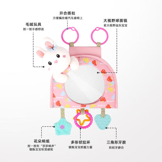 Baby safety seat viewing mirror, car rearview mirror, baby car mirror pendant, baby car reflector, Carrot Rabbit high-definition curved mirror-wider field of vision