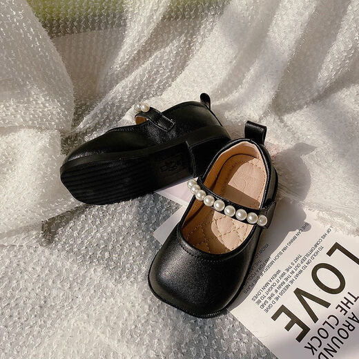 G.duck girls' small leather shoes 2025 spring and autumn new princess shoes with dress children's shoes pearl baby girl soft sole children's leather shoes beige 15 inner length 12.0 cm