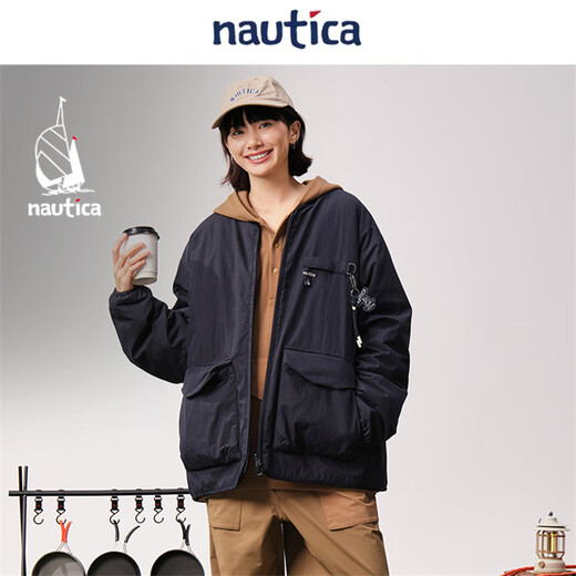 Nautica white sail CityBoy Luya Series Japanese unisex outdoor reversible loose cotton jacket JW5348 Navy 41C M