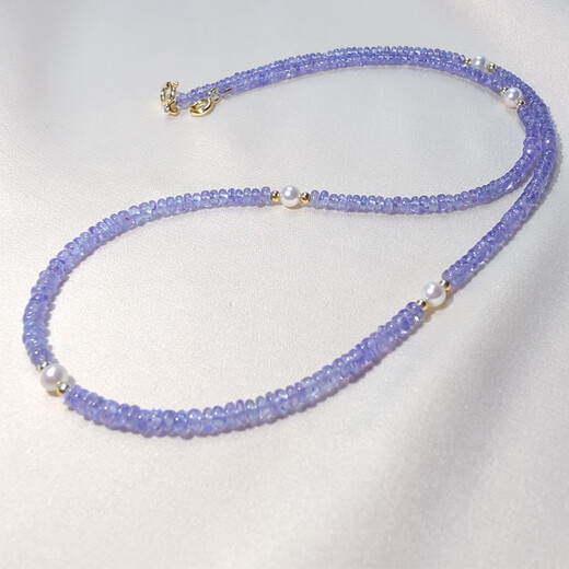 DL 1998 quality tanzanite necklace 18K gold beads natural freshwater aurora round pearl necklace full of stars 18K gold tanzanite aurora freshwater pearl necklace double buckle head