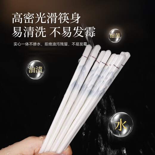 陶瓷筷子家用抗菌防霉防滑送礼高档环保易清洗骨瓷筷耐高温不变形 国风陶瓷筷子10双
