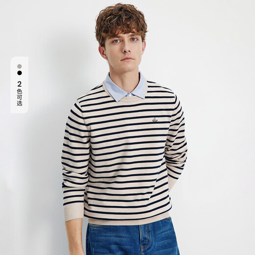 Navikel Italian dinghy 25 autumn and winter new men's fake two-piece striped sweater shirt collar sweater 1144015314