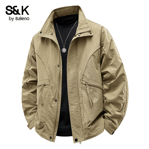 Baleno BALENOS&K work jacket men's 2025 new spring and autumn stand-up collar windproof top trendy solid color jacket JK8811 burgundy L size recommended 11-125Jin Jin is equal to 0.5 kg