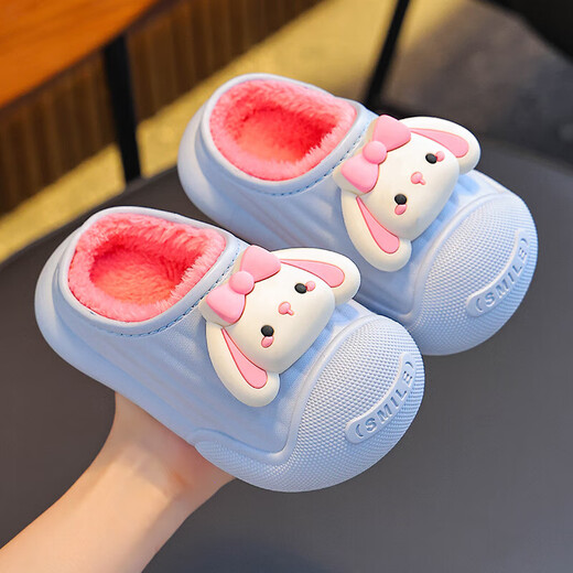 Children's cotton slippers, indoor non-slip and warm winter, waterproof and non-slip for boys and girls, home baby furry outer wear cotton slippers, upgraded version of environmentally friendly material melon red slippers, size 12 38/39 (suitable for 37/38 feet)