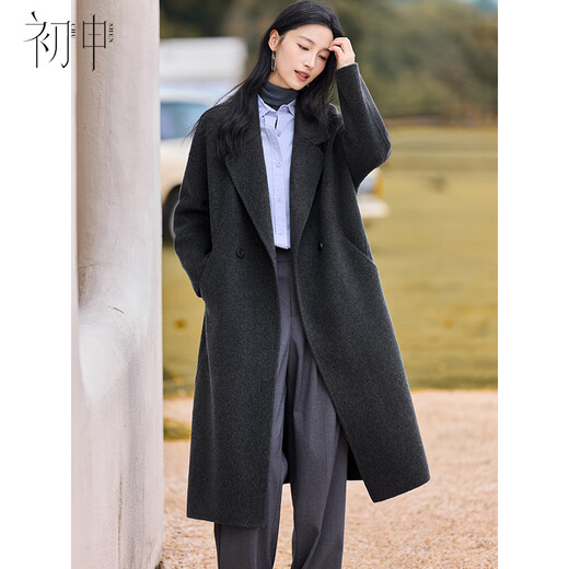 Chushen autumn and winter New Year's wear annual meeting wool coat women's sheep wool lapel loose double-sided woolen long style S54C044