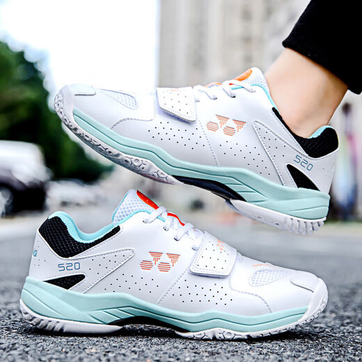 New men's shoes, badminton shoes, men's and women's wide-last Oxford-soled tennis shoes, non-slip, breathable, youth sports, 728 white powder, normal size 42