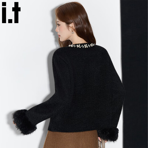 CHOCOOLATE it women's trendy brand black temperament small fragrance jacket for women 2025 autumn and winter high-end short sweater cardigan for women black one size