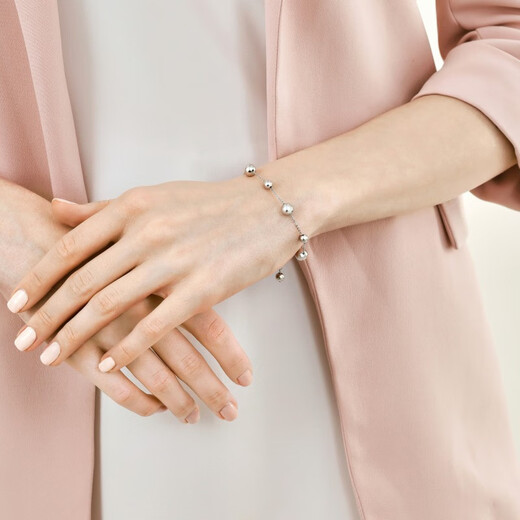 Chow Sang Sang Pt950 platinum bracelet round beads hollow beads 91283B pricing 19 cm