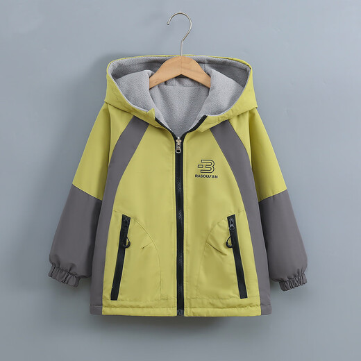 童装男童加绒双面穿外套2025新款儿童户外服春秋撞色两面穿防水潮 绿色 160