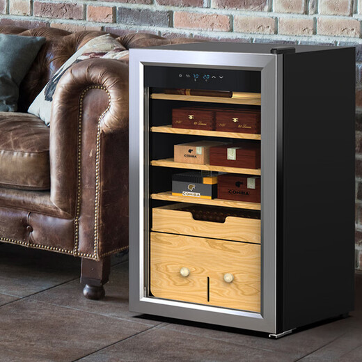 Audaxin France HOMESUN constant temperature and humidity household compressor small red wine cabinet constant temperature and humidity precise cigar cabinet constant black 486 pieces (new upgraded humidity control model) 49L