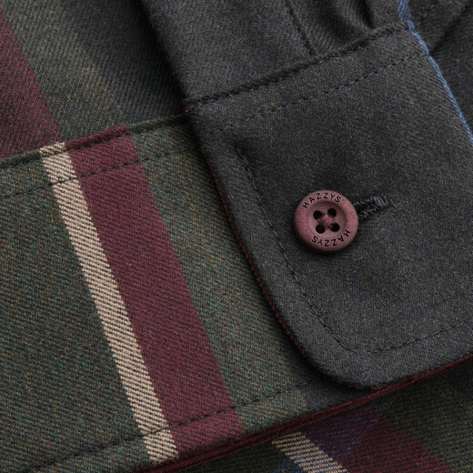 HAZZYS Women's Clothing 2025 Winter New Women's Contrast Color Retro Plaid Long-Sleeved Shirt Women's ASCSK1CDK28 Carbon Gray CG M (160/84A 38)