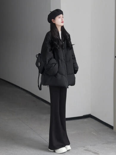 Ye Ling winter outfit women's suit plus size women's clothing for fat girls 200 Jin Jin equals 0.5 kg. High-end autumn and winter clothing with a complete set of high-end black cotton clothing single piece 3XL recommended 160-180 Jin Jin equals 0.5 kg