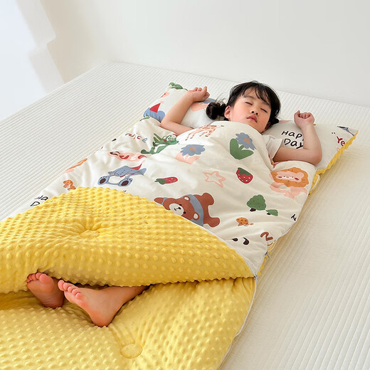 MUJI Class A pure cotton soothing beanie velvet anti-kick quilt sleeping bag all-in-one baby and child autumn and winter thickened warm belly protector Bulla Paradise A side pure cotton B side beanie velvet 70x120cm spring and autumn style about 3Jin Jin equals 0.5kg