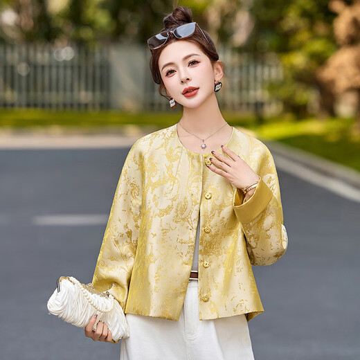 Semir Semir New Chinese Jacquard National Style Jacket Women's Spring New Style Fashionable Small Super Good-looking Tang Suit Top Trend Picture Color L