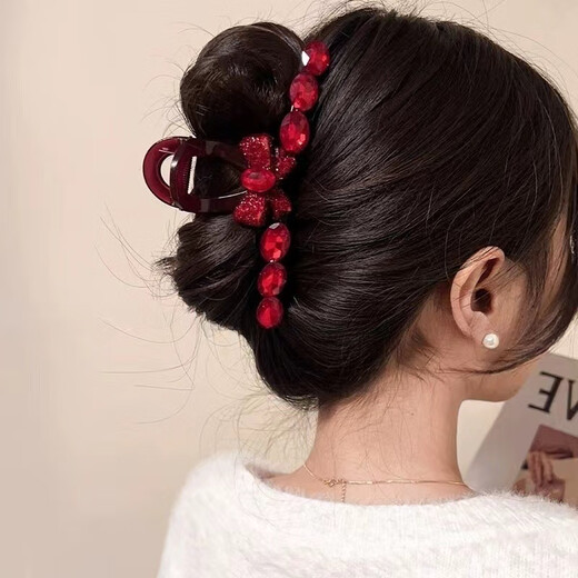 Full diamond bow tie clip, new high-end large-size hairpin, temperament clip for the back of women's head, black full diamond clip, 1 piece