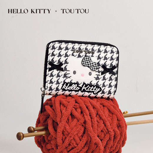Toutou2025 new Sanrio Hello Kitty houndstooth storage card bag cute coin purse clutch bag birthday gift