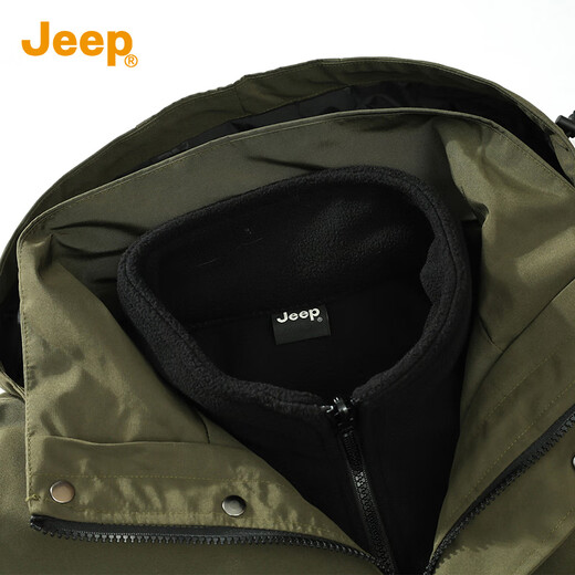 Jeep (JEEP) three-in-one removable liner men's assault jacket 2025 autumn and winter outdoor mountain climbing wear sports jacket for men