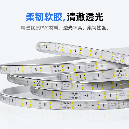 Deyan led light strip 220v high voltage outdoor waterproof light hotel villa project ultra-bright strip decorative linear light outdoor lighting 5 meters package-white light 10W-120 beads/meter