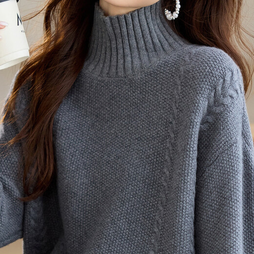 Shexi (Srcr) 500g thick 100% woolen sweater for women, solid color knitted bottoming sweater for autumn and winter wear
