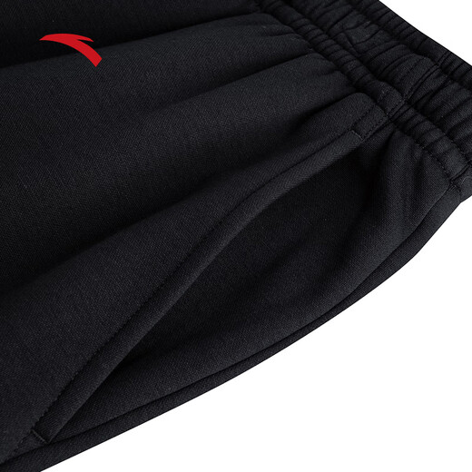 ANTA Men's Pants Sports Pants Men's 2025 Autumn and Winter Loose Straight Sports Knitted Breathable Trousers Casual Running Sweatpants Winter Plush Warmth Recommendation Basic Black-3 3XL (190/92A) Recommended 155-175Jin Jin equals 0.5 kg