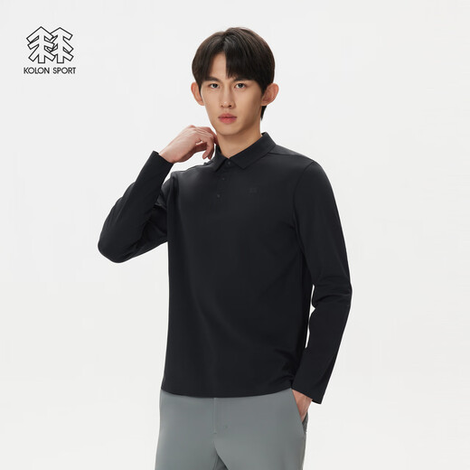 KOLON SPORT/Kolon outdoor casual clothing men's textured brushed business POLO inner long-sleeved T-shirt LHPT5WT867-BK black L 175/96A