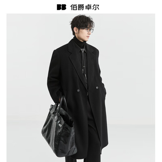 Piaget Zall Camel Hair Long Shoulder Pads Wool Double-sided Wool Coat Men's 2025 Autumn and Winter New Goose Down Liner Jacket Midnight Black Long Sleeve Liner Long Design M (170)