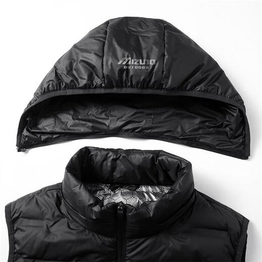 Mizuno extérieur doudoune hommes automne et hiver à capuche épaule demi-manche léger polyvalent gilet coupe-vent veste chaude bleu foncé XL