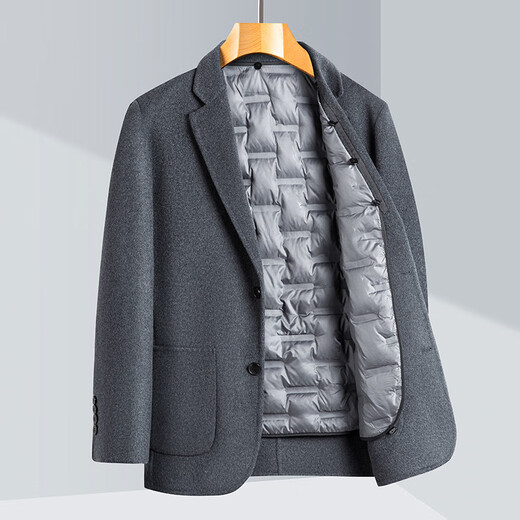 Lilan wool men's suit jacket middle-aged autumn and winter business casual detachable down liner non-iron woolen suit gray M8002 M 170