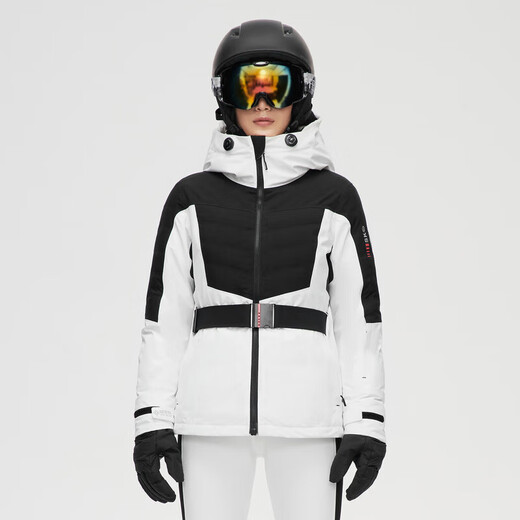 BOSIDENG Gänsedaunen-Skijacke für Damen, Skifahren, winddicht, atmungsaktiv, verstellbare Kapuze, Daunenjacke zum Warmhalten, Cloud White 8211 S 160_84A