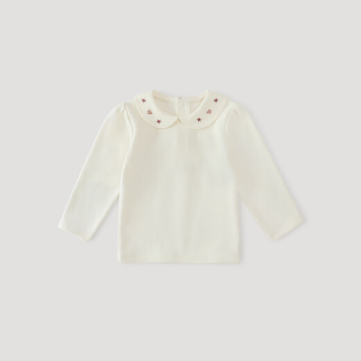 Bali Piggy Girls T-shirt Spring and Autumn Long Sleeve Bottoming Shirt Baby Doll Collar Casual Clothes Toddler Winter Warm Children's Top Milk White 80