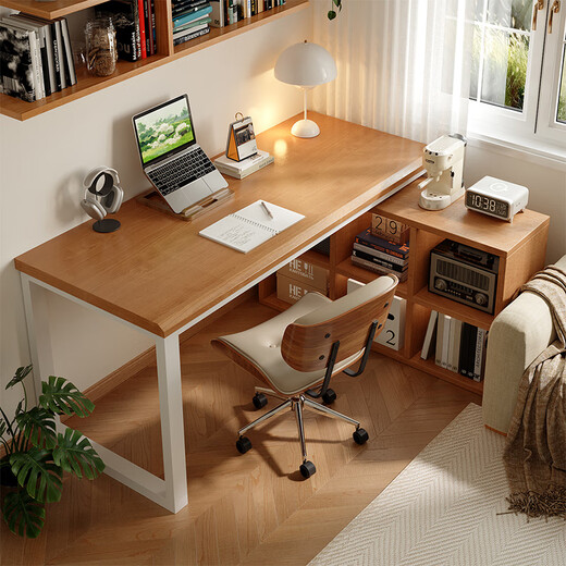 Gujia Home Computer Desk Desktop Home Desk Desk Solid Wood Grain Study Study Writing Desk Double Work Table Game Ergonomic Beveled Edge* Thickened 25MM Desktop Single Desk North American Original Wood Grain Color 1.2M Gujia Service | Door-to-Door Delivery Package Installation