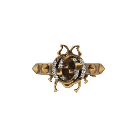 Gucci (GUCCI) interlocking double G bee ring women's style distressed gold distressed effect 19