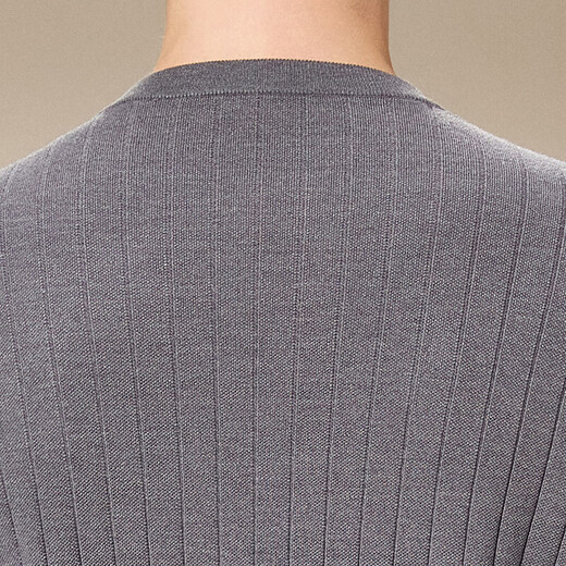 Antonio Light Luxury Simple & Contains Wool Autumn Henley Collar Sweater Men's Delicate Skin Friendly Breathable Long Sleeve T-Shirt Thin Gray M /48(170/88A)