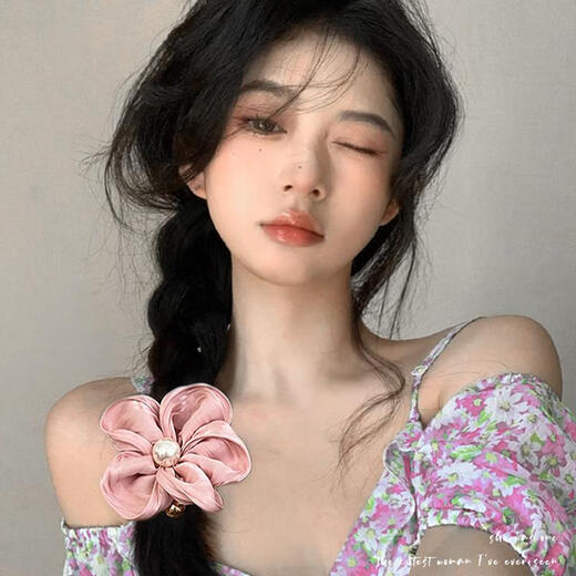Garnbesen large intestine hair tie for girls Internet celebrity 2025 new hair rope, beautiful hair accessories, flower headband, flower headband, pink peach blossom hair tie, 1 piece