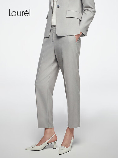 Laur l Temperature-controlled mercerized wool material 25 new autumn nine-point trousers LWL363K04100 light gray XS