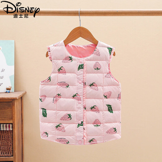 Disney (Disney) down vest children's vest outer wear girls' down jacket inner liner autumn and winter white duck down baby girl light and warm pink 110