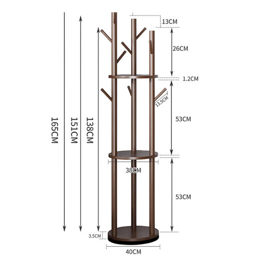 DSRAWMYT coat rack solid wood rotating floor-standing clothes rack bedroom home storage rack vertical clothes rack living room clothes rack