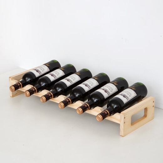 Tanbeiman red wine display rack solid wood red wine rack home creative wine rack wine bottle rack red wine display rack storage wine cabinet decorative ornaments one layer of log color 4 bottles