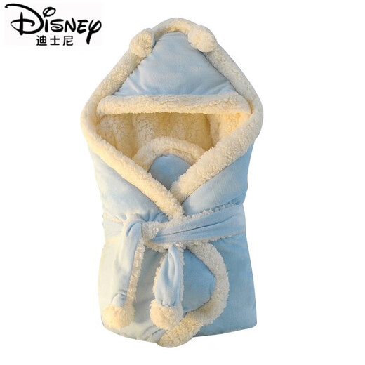 Disney (Disney) Newborn Baby Autumn and Winter Thickened Newborn Blanket Winter Thickened Outing Warm Baby Anti-jumping Swaddle Bag Blue (Crystal Velvet Warm Blanket) 80x80cm