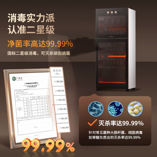Vanward two-star standard top and bottom independent control disinfection cabinet household stainless steel vertical tableware milk bottle bowl chopsticks disinfection cupboard national subsidy ZTP100-L700A
