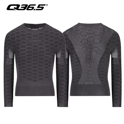Q 36.5 Cycling Jersey Sweat-wicking Clothes Autumn and Winter Bottoming Long-sleeved Tops Warm Seamless Woven Sweat-wicking Underwear Base Layer q365 Dark Gray L-XL One Size
