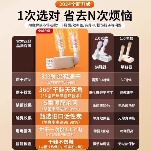 Intelligent warm shoe dryer shoe dryer fully automatic intelligent timed sterilization and deodorization wet and dry household student dormitory three-minute flash drying 100 sterilization