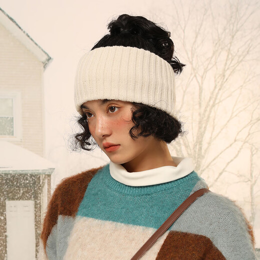 IIING hat control winter sports knitted autumn and winter daily wear woolen headband wide-brimmed headband color hairband for women gray