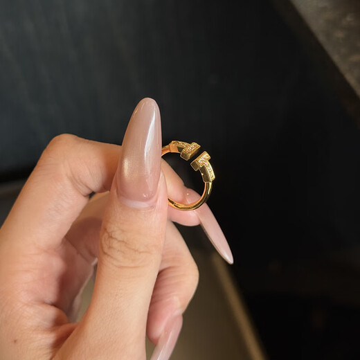 Zhou Dalong Double T Moissanite Gold Ring 999 Pure Gold Ring Women's Ring T Ring Small Weight Jewelry Birthday Gift 19# Net Gold Weight Approximately 1.5 Grams Refund More