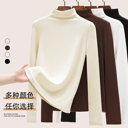 JEANSWEST half turtleneck bottoming shirt for women 2025 new velvet thickened autumn and winter German velvet black inner long-sleeved warm autumn coat