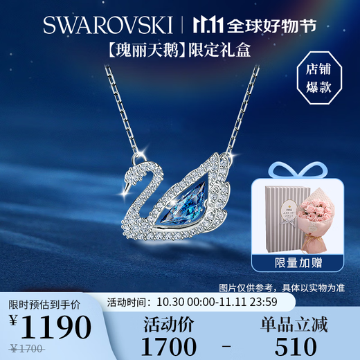 Swarovski (SWAROVSKI) 125th Anniversary Limited SWAN Classic Blue Swan Necklace Birthday Gift for Women