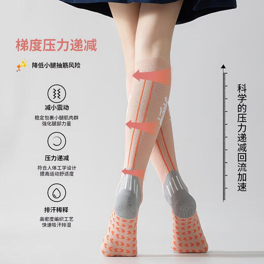 Sangxiu Professional Muscle Yoga Socks Women's Pressure Socks Dance Trampoline Pilates Fitness Running Jump Rope Compression Socks Calf Socks White Pink + White Black One Size