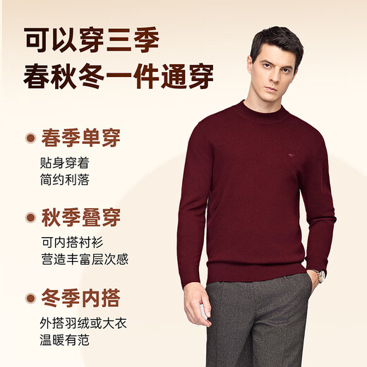 Septwolves wool sweater autumn and winter warm and cold-proof 100% sheep wool sweater men's sweater casual tops men's clothing